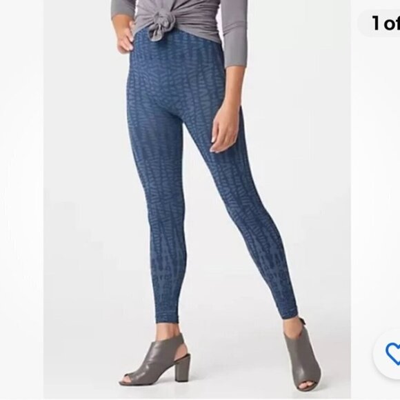 Spanx Indigo Geo Look at me Now Seamless Leggings S - Picture 1 of 9